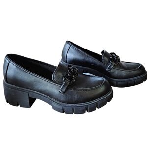 Madden NYC Loafers Sz 10 Chunky Black Platform Chain Y2K Gothic Academia Classic